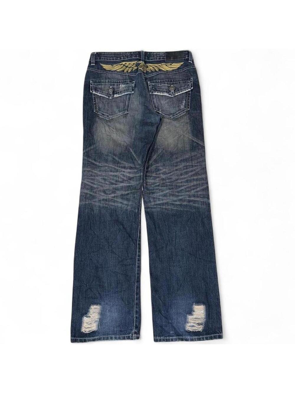 Vintage Osaka Big Train crazy shade & embroidery work denim